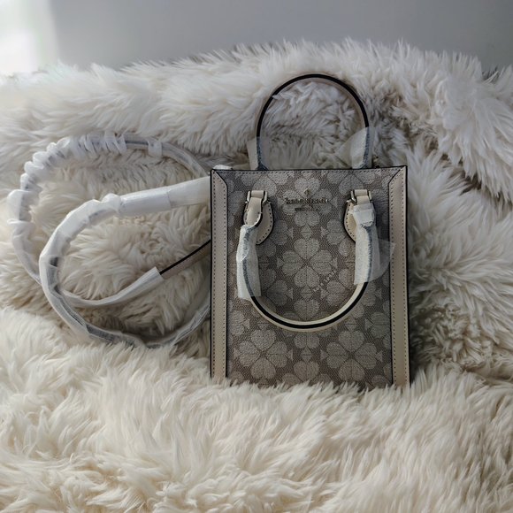 🤩Kate Spade Dark Beige and Cream Signature Spade Flower Mini Tote NWT🤩 - Picture 5 of 17